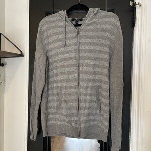 Marc Anthony Striped Zip Up Gray